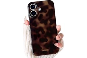 NITITOP Compatible with iPhone 16 Case Cute Stylish Leopard Print Brown Amber Aesthetic Tortoise Design for Women Girls Men S