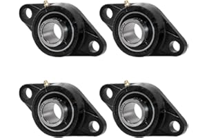 MAPLE ACE UCFL208-24 Flange Bearing 1/2" Bore, Oval 2-Bolt Self-Aligning, Solid Base, Heavy Duty (Qty 4)