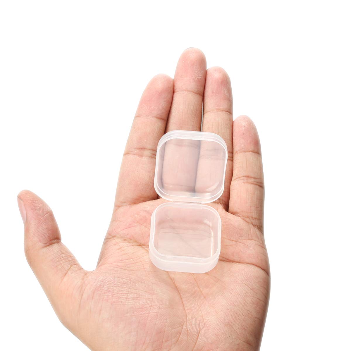 Plastic Beads Storage Containers - Mini Clear Square Box Empty Case with Lid for Earplugs, Pills, Jewelry, Hardware or Any Other Small Craft Gadgets (40 Pieces 1.37 x 1.37 x 0.7 Inches)