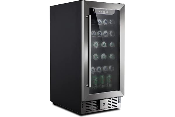 WATOOR 15 Inch Wine Cellar Refrigerator 30 Bottle Wine Cooler Lock Beverage Wine Center for Built-in & Free Standing | 36 F to 61 F Temperature Control l Stainless Steel Glass Door