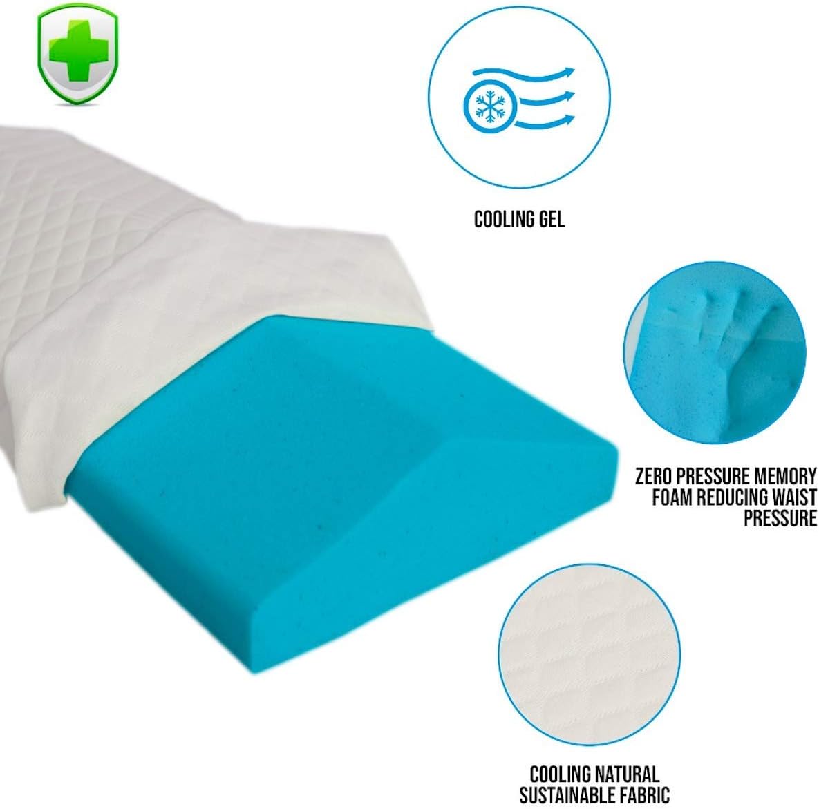 Cooling Gel Lumbar Pillow for Sleeping Memory Foam Thickest 3” Lower Back Pain Relief Support Cushion in Bed Waist Support Cushion Pregnant Woman Hip Knee Spine Alignment Sciatic Nerve Pain Relief: Kitchen & Dining