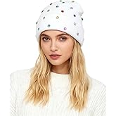 AIBEARTY Sparkly Rhinestone Beanie Hat for Women Men Warm Winter Knitted Crystal Hat Slouchy Cuff Skull Cap