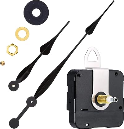 Hicarer High Torque Clock Movement Long Shaft with 12 Inch Spade Hands Black