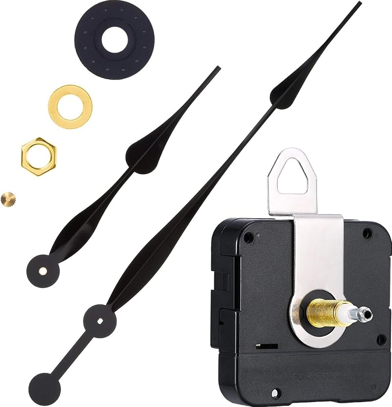 Hicarer High Torque Clock Movement Long Shaft with 12 Inch Spade Hands Black