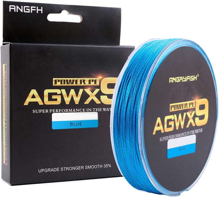 ACHICOO Diominate X9 PE Line 9 Strands Weaves Braided 300m/327yds Super Strong Fishing Line 15LB-100LB Blue