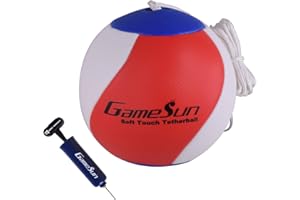 GAMESUN Tetherball and Rope,Full-Size Soft Rubber, Portable Tetherballs with Soft Rope - Great Outdoor Game for Family Fun Play