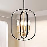 Black and Gold Chandelier Light Fixture for Dining Room, Modern Chandelier for Entryway, Foyer Lighting Fixtures Adjustable M