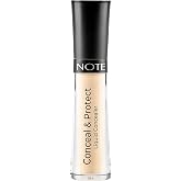 Note Cosmetique Conceal and Protect Liquid Concealer - Make Up Under Eye Concealer for Blemishes - Face Makeup - 01 Light Sand - 0.2 oz