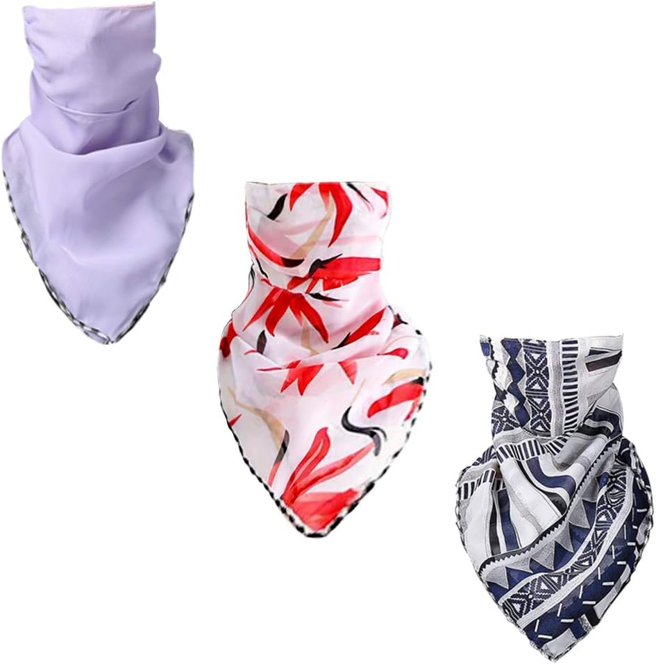 Summer Sun Protection Scarf 3 Pcs Women's Balaclavas Chiffon Outdoor Driving Cycling Masks Sunshade Neck Sunscreen Mask Silk