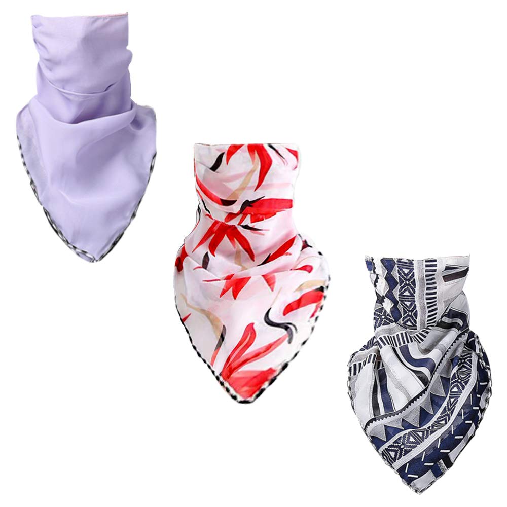 Summer Sun Protection Scarf 3 Pcs Women's Balaclavas Chiffon Outdoor Driving Cycling Masks Sunshade Neck Sunscreen Mask Silk