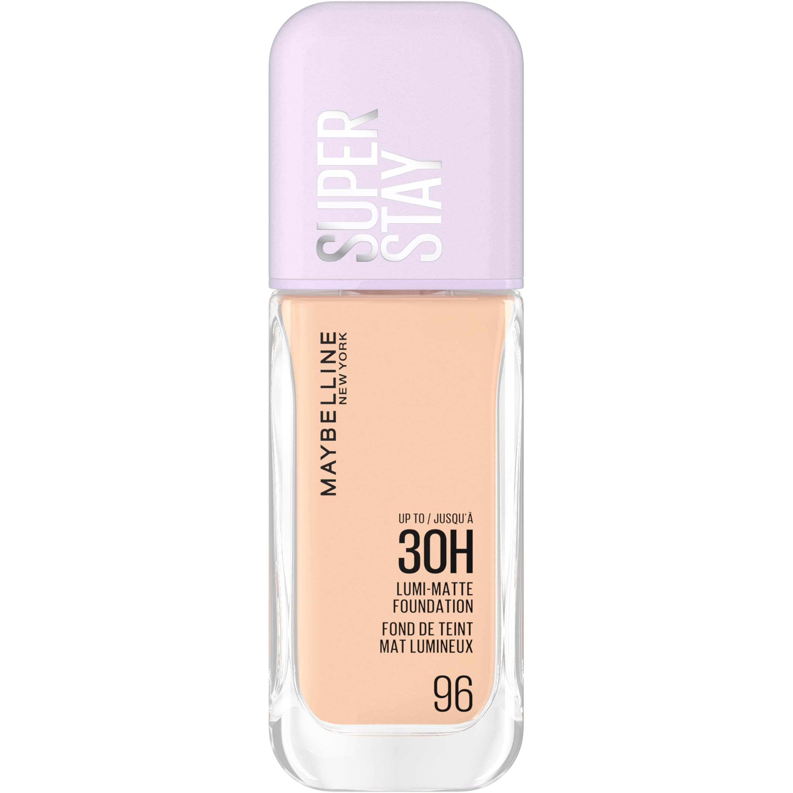 Maybelline New York Super Stay up to 30HR Lumi-Matte Foundation, Medium-Full Coverage, Vegan Formula*, Amino Acids, Niacinamide, Vitamin E, All Day Wear - Shade:: 96