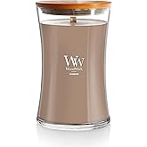 WoodWick Cashmere Holiday Candle Gifts for Women and Men, 21.5 oz Large Hourglass Candle with Crackling Wick