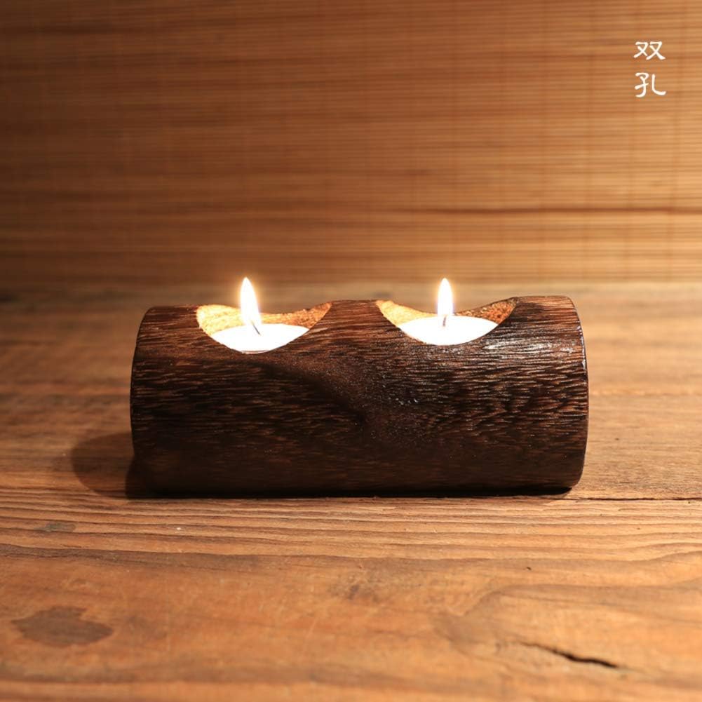 LJYY Candelabros de Pilar de Madera, candelabro de candelita Vintage