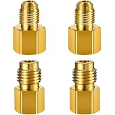 GAOLAOSY R134A Brass Refrigerant Tank Adapters (4PCS) | 1/4 SAE Male to 1/2 ACME Female Flare Adapter, R134A R12 Vacuum Pump Adapter Fitting, Universal for Car AC Refrigerant System