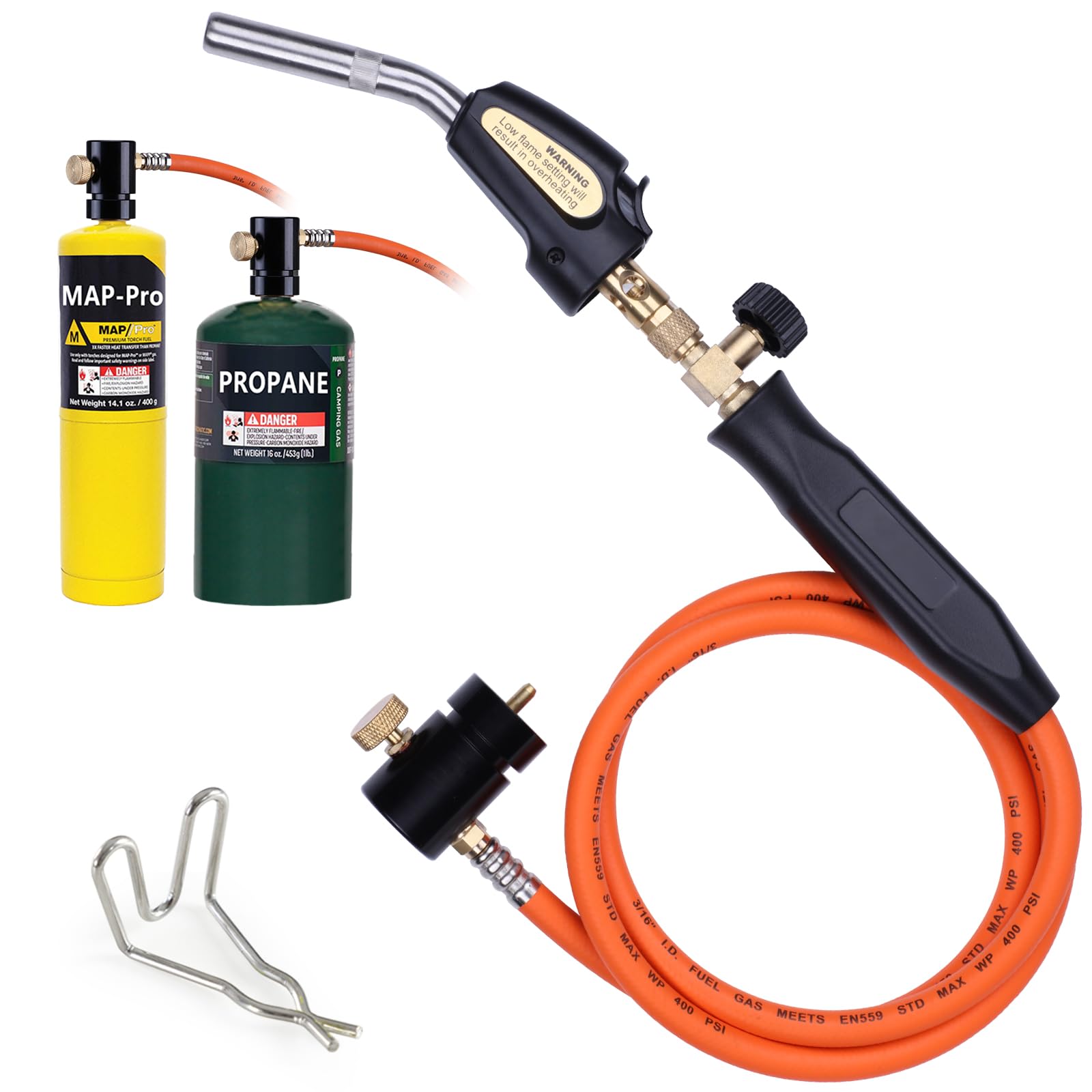 Photo 1 of *MINOR SCRATCHES* TAUSOM Propane Torch Hose Kit 3.6Ft, Mapp Map Gas Torch Kit Trigger Start, Adjustable Flame Knob Near Torch Head Stainless Steel, Soldering Torch for Gift-with Hook