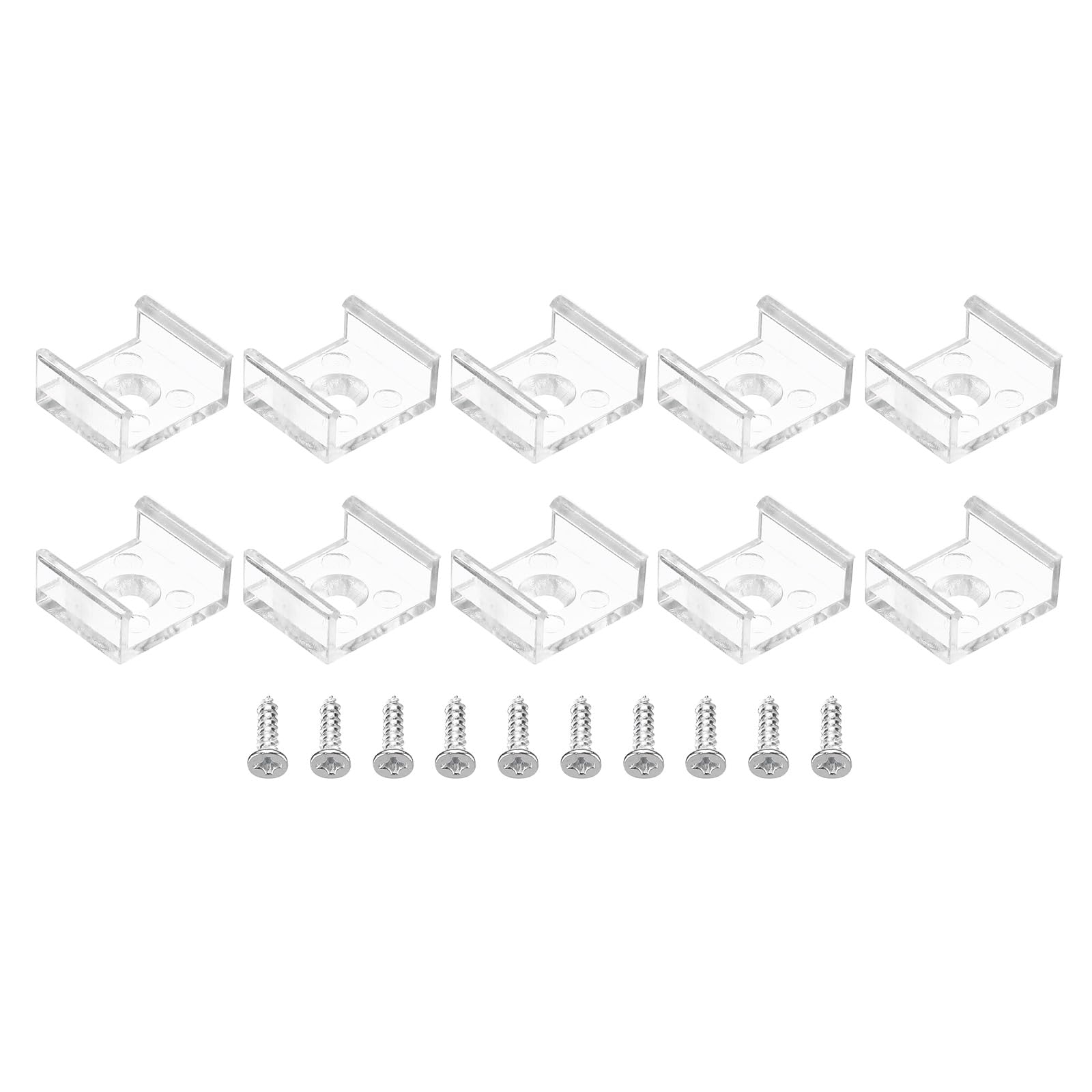 PATIKIL LED Strip Light Clips, 50 Pack Mounting Bracket Fixing Clips Plastic Clamp Holders with Screws for 13mm Neon RGB Light Cable Ribbon, Clear
