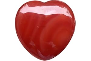 Fekuar Carnelian Heart Pocket Palm Stone, Healing Crystal Romantic Love Energy Worry Stones Chakra Balancing Reiki Meditation 1.5" (40mm)