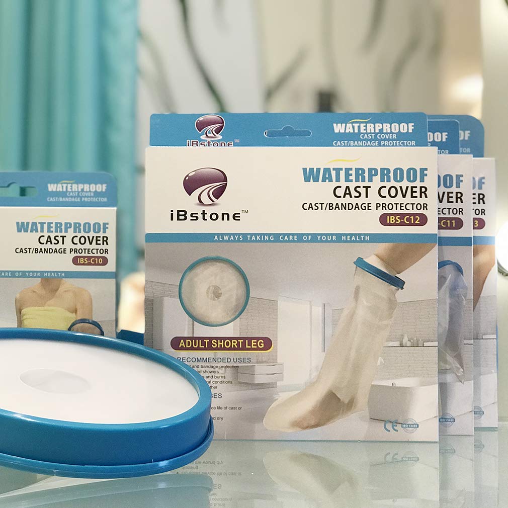 iBstone Waterproof Cast Cover for Shower, Watertight Bandage Protector, Reliable, Reusable & Durable. New Design & Submersible Seal to Stay Completely Dry & Hygeian