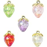 Stiesy 20 Pcs Acrylic Strawberry Charms for Jewelry Making Transparent Strawberry Charm 3D Fruit Pendants for Jewelry Making Necklace Bracelet DIY Crafts