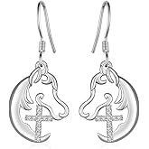 Cujiesp Horse Earrings for Women 925 Sterling Silver Horse Dangle Earrings with Cross Animal Jewelry Gifts for Women