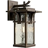 Cozesigns Outdoor Wall Lights Fixtures,Oil Rubbed Bronze Exterior Porch Lights with Water Ripple Glass, Waterproof Wall Sconc