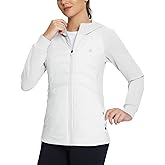 baleaf Women's Running Winter Jacket with Hood Warm Lightweight Insulated Hybrid Jackets Puffer Zip Pockets Hiking Skiing