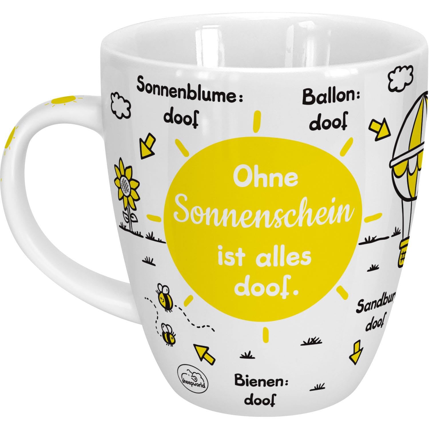 Sheepworld Mug Ohne Sonnenschein ist Alles Doof | Porcelain 45 cl | Coffee Cup, Tea Cup, Mug with Saying | 46509