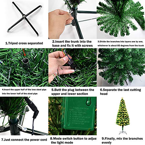 ODUUEO Artificial Prelit Christmas Tree Optical Fiber Tree with