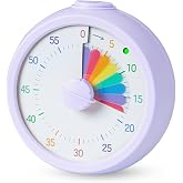 Moiubik Visual Timer for Kids 60 Minute Countdown Timer Rainbow Disk Desk Timer Clock for Classroom Study Office Kitchen with Silent Operation (Purple)