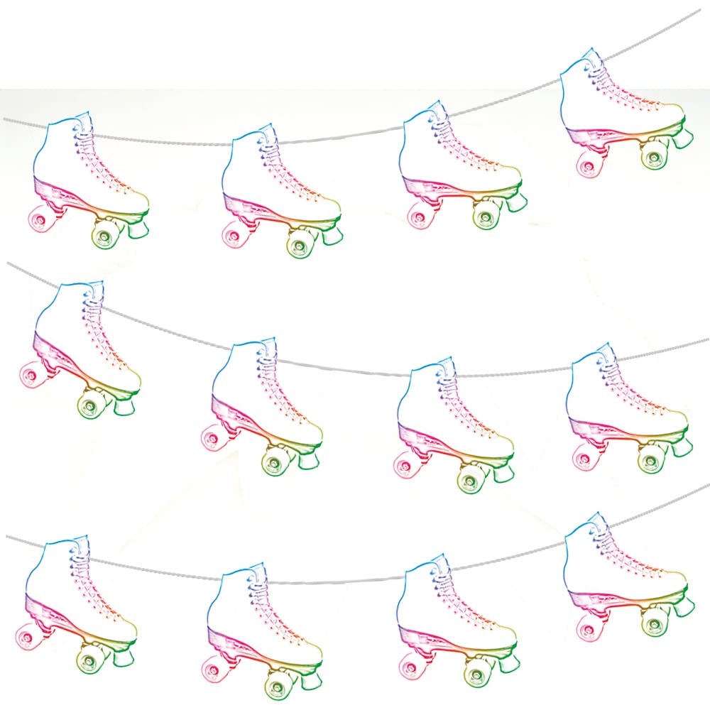 AK Giftshop Roller Skate Bunting Party Decorations - 12pcs / 2.5m Ribbon
