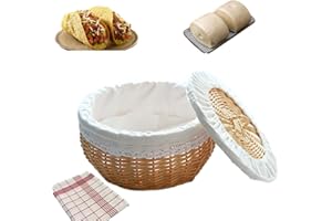 10.24In Tortilla Warmer Basket with Removable Liner and Napkin Cloth Taco Warmer Tortilla Holder with Lid Rustic Mexican Tort
