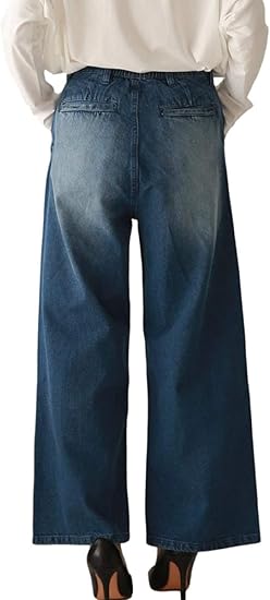 Amazon スリーピングシープ ゆるっと 太すぎずに きれいめ 大人の抜け感 ワイドデニム ストレッチ パンツ 美シルエット ジーンズ 通販