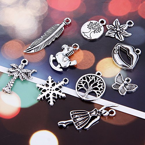 KeyZone Wholesale 100 Pieces Antique Silver Mixed Christmas Charms Pendants DIY for Jewelry Making and Crafting - Thumbnail 6