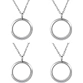 FM FM42 Stainless Steel 30mm/1.18" Diameter Glass Locket Pendant Charm, Pack of 4