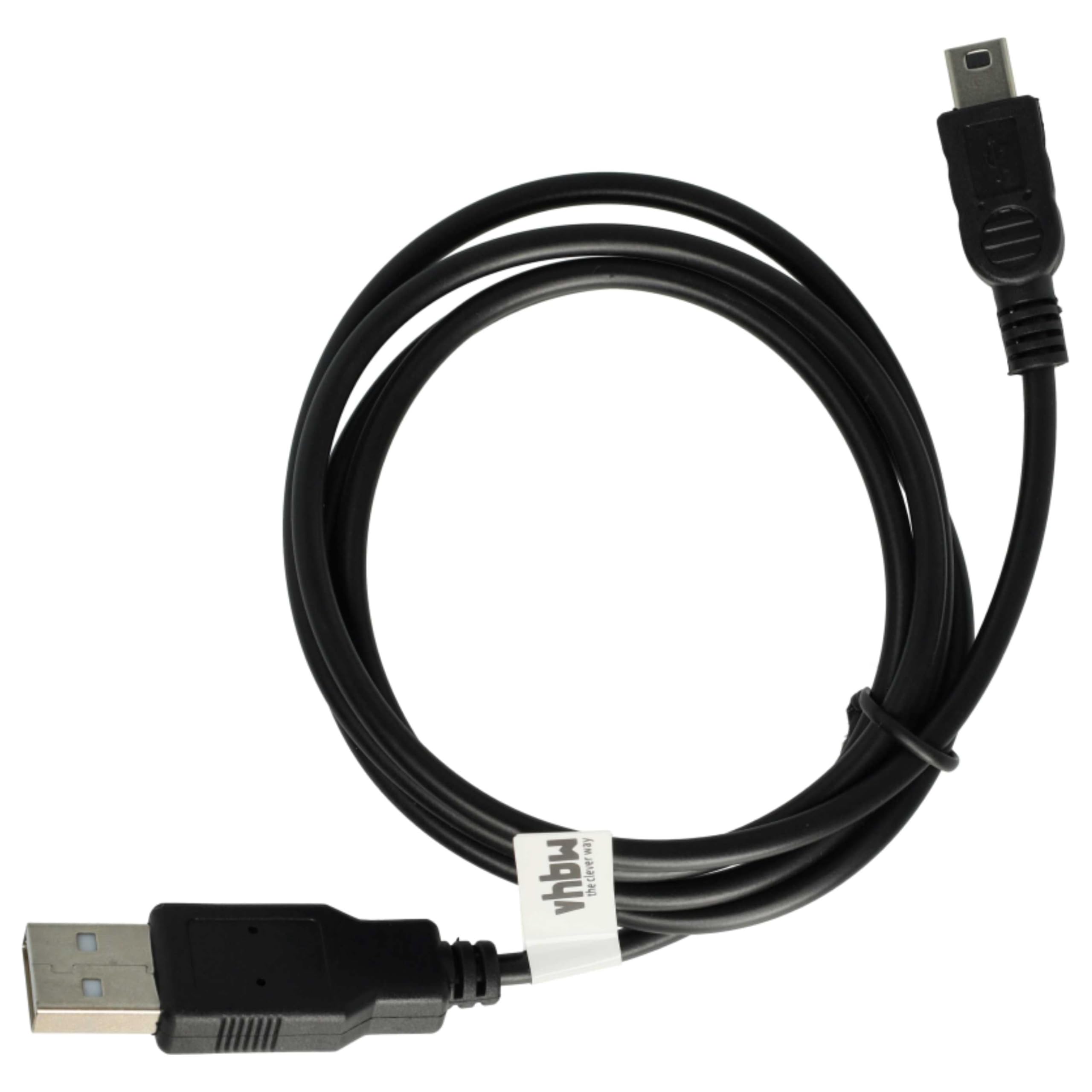 vhbw 1m black USB DATA CABLE A-Mini-B 5 pins suitable for TOSHIBA Camileo X100, H10, H20, H30, P10, P20, P30, P100, S10, S20, S30, V10, HD-A3, SX500, SX900
