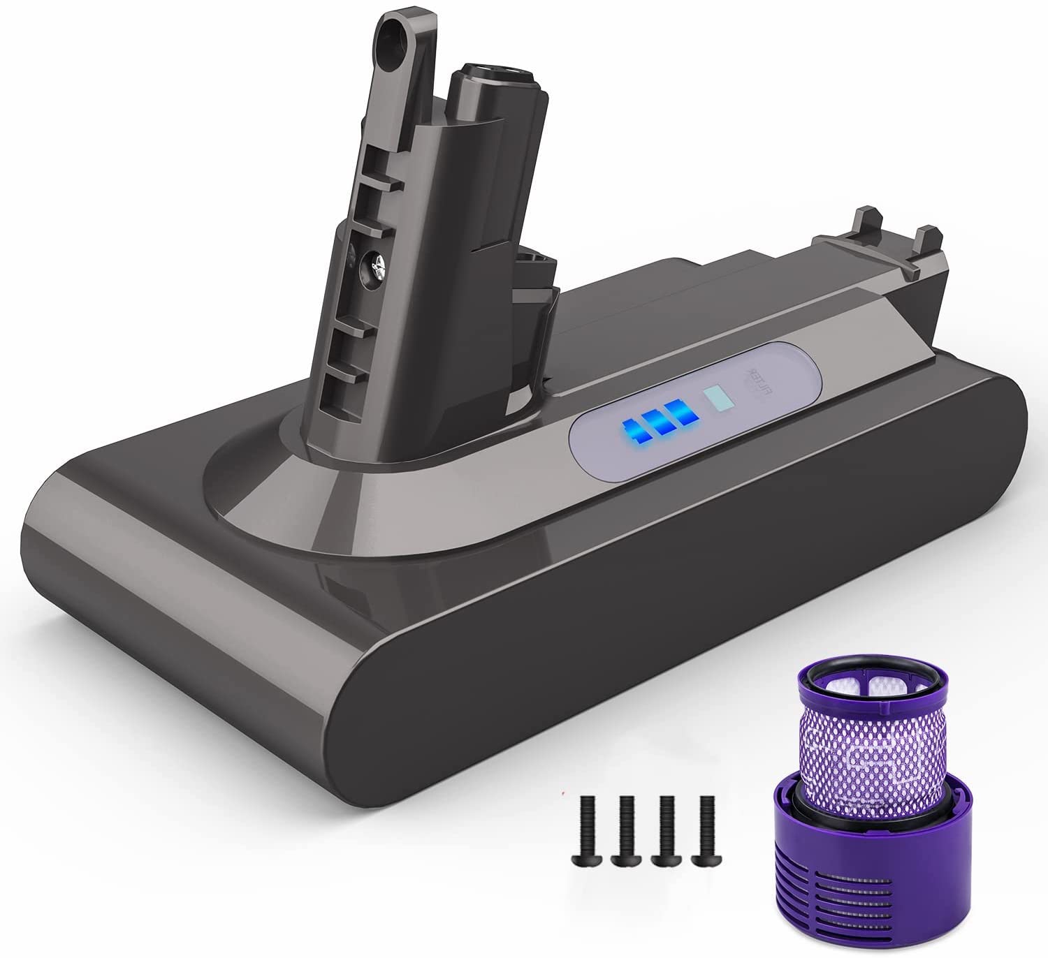 Photo 1 of YABER 6000mAh V10 Battery Replacement 25.2V Battery for Dyson Cyclone V10 Animal V10 Absolute V10 Motorhead V10 Fluffy V10 Total Clean SV12 Cordless Stick Vacuum Cleaner with V10 Filter