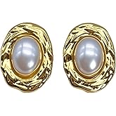 Baroque Pearl Stud Earrings for Women Gold Pearl Earrings Vintage Pearls Statement Earring Big Pearls Earring Jewelry