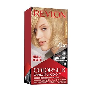 Amazon Com Revlon Colorsilk Beautiful Color Permanent Hair Color With 3d Gel Technology Keratin 100 Gray Coverage Hair Dye 71 Golden Blonde Chemical Hair Dyes Beauty