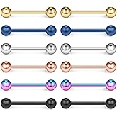 Ruifan 316L Stainless Steel Nipple Shield Barbell Ring Bar Body Piercing 16G 14mm 2-12PCS