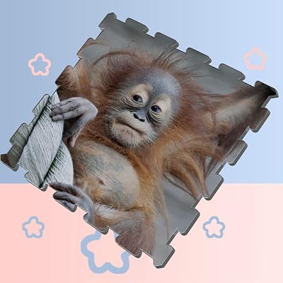 Petite and Pleasant Finger Monkey Puzzle Play Mats for Toddlers Interlocking Foam Tiles for Floor 8 Pieces 60 X 60 X 1.2cm Foam Puzzle Tiles