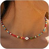 GRCLD Beaded Initial Necklaces for Women Dainty Colorful Letter Choker Charm Necklace Personalized Handmade Trendy Stuff Cute Bohemian Jewelry Gifts for Her