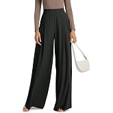 ODODOS Pleated Extra Wide Leg Pants for Women Flowy Lightweight High Waist Trouser with Pockets - 27" / 29" / 31" Inseam
