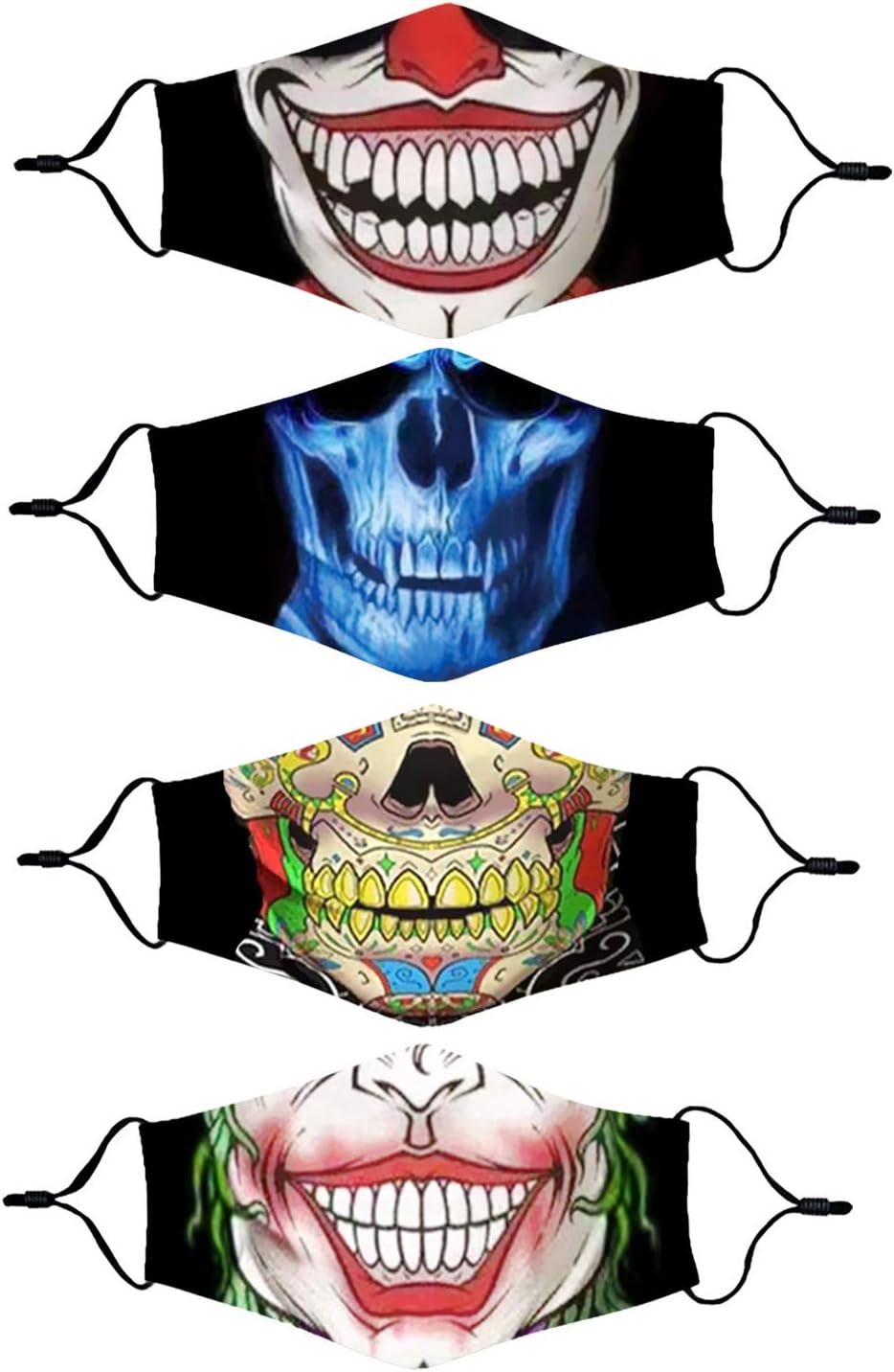 Fashion Cotton Face Mask Reusable for Women Men, Washable Breathable Designer Cloth Fabric Madks, Cubre Bocas Tapa para mascarillas de, Adult Mouth Nose Cover Clown Skeleton Joker Halloween Skull : Sports & Outdoors