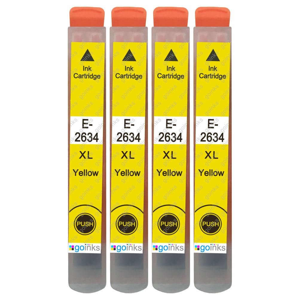 Go Inks 4 Yellow Ink Cartridges to replace Epson T2634 (26XL) Compatible/non-OEM for Epson Expression Premium Printers