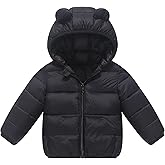AIWUHE Baby Hooded Down Jacket Boys Girls Light Puffer Winter Coats Toddler Bear Ears Zipper Up Down Coats Outwear 6M-4T