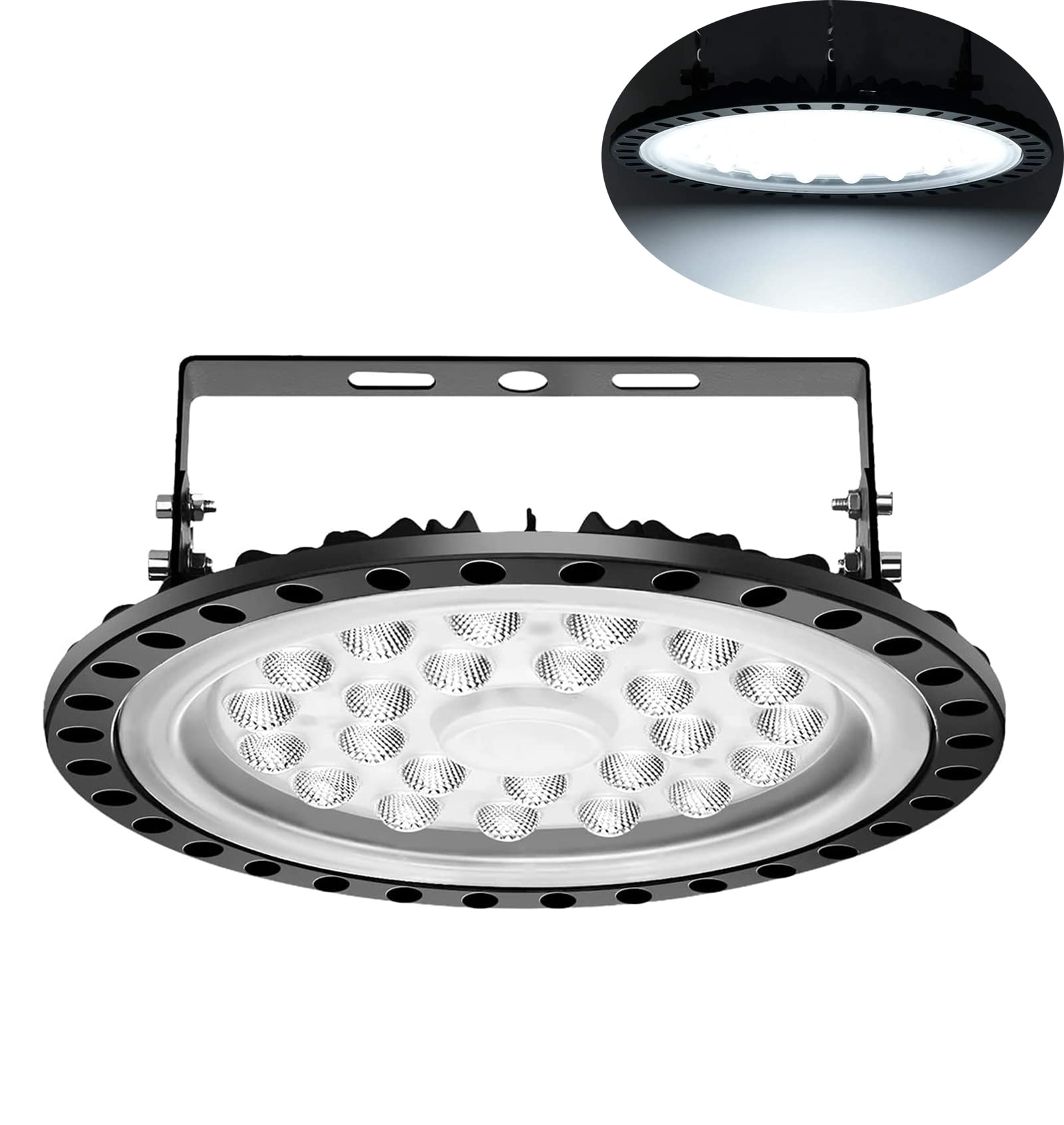 100W UFO LED High Bay Light,10000LM Workshop Lighting 6500K Cool White,Ultra Thin LED Warehouse Lighting, IP65 Waterproof Commercial Bay Lighting for Shop Factory Industrial Garage Lights Fixtures