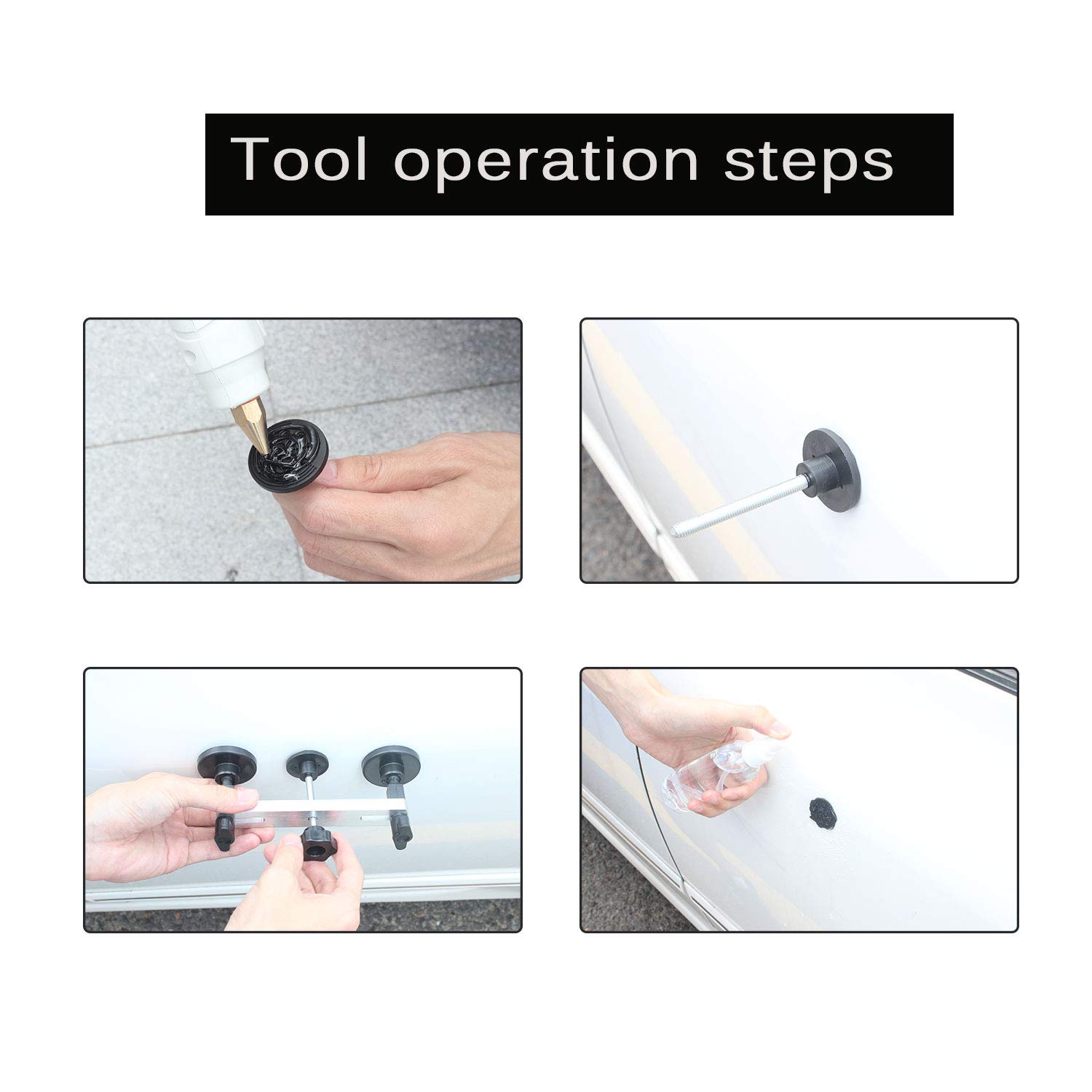 LucaSng Car Body Paintless Dent Removal PDR Bridge Dent Puller Sets Repair Tool Gold