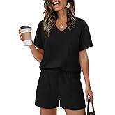 XIEERDUO Lounge Sets for Women Shorts Lightweight Summer Pajamas Set Sleepwear 2 Piece Sets Airport Vacation Outfits