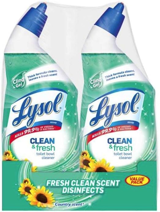 Lysol Power & Fresh Cling Toilet Bowl Cleaner Value Pack, Country Scent, 48 Ounce