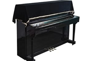 NC Mooson Universal Upright Piano Cover - Light Luxury, Soft Touch, Glossy, Thick With Star Champagne Lace, High-end, Simple and Beautiful (Black)